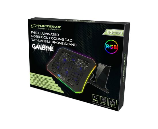 Подставка для ноутбука Esperanza EGC109 with RGB Galerne + mobile stand (EGC109), изображение 7 Подставка для ноутбука Esperanza EGC109 with RGB Galerne + mobile stand (EGC109), изображение 7