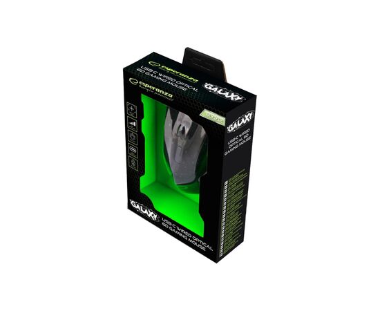 Мышка Esperanza MX212 Galaxy USB Black-Green (EGM212), изображение 3 Мышка Esperanza MX212 Galaxy USB Black-Green (EGM212), изображение 3