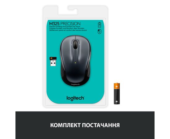Мышка Logitech M325s Wireless Dark Silver (910-006812), изображение 8 Мышка Logitech M325s Wireless Dark Silver (910-006812), изображение 8