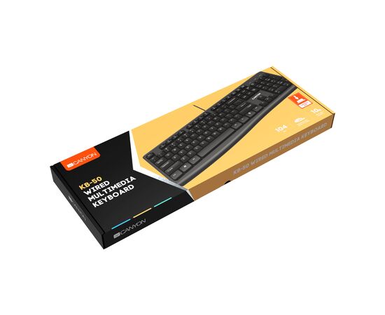 Клавиатура Canyon KB-50 USB Black (CNE-CKEY5-RU), изображение 5 Клавиатура Canyon KB-50 USB Black (CNE-CKEY5-RU), изображение 5