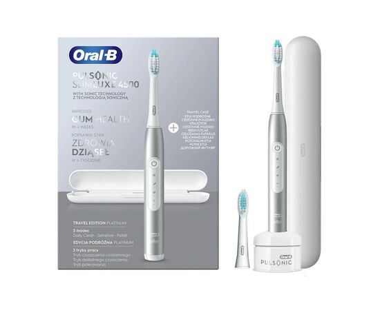 Електрична зубна щітка Oral-B 4500 S411.526.3X Pulsonic Slim Luxe Platinum TrEdit, зображення 2 Електрична зубна щітка Oral-B 4500 S411.526.3X Pulsonic Slim Luxe Platinum TrEdit, зображення 2