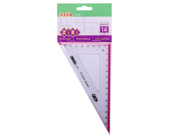 Линейка ZiBi Kids Line Угольник 140мм, 90°/60° с розовой полоской, блистер (ZB.5622-10)
