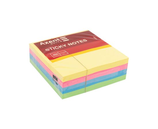 Бумага для заметок Axent с клейким слоем Ассорти неоновых цветов 75х75мм, 250 листов (D3351), изображение 2