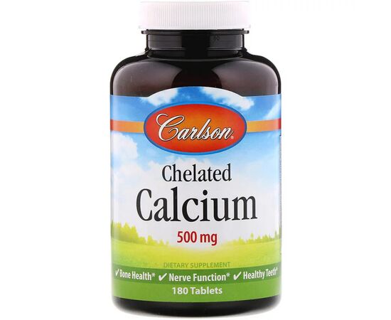 Минералы Carlson Кальций Хелат, Chelated Calcium, 500 мг, 180 таблеток (CAR-05462)