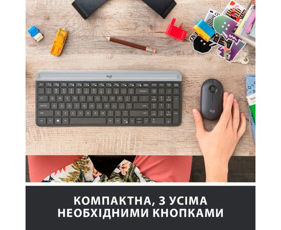 Комплект Logitech MK470 Slim Wireless UA Graphite (920-009204), зображення 2 Комплект Logitech MK470 Slim Wireless UA Graphite (920-009204), зображення 2