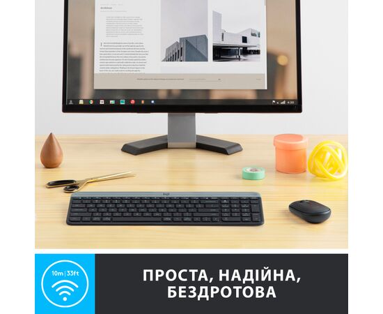 Комплект Logitech MK470 Slim Wireless UA Graphite (920-009204), зображення 4 Комплект Logitech MK470 Slim Wireless UA Graphite (920-009204), зображення 4