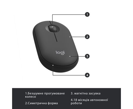 Комплект Logitech MK470 Slim Wireless UA Graphite (920-009204), зображення 7 Комплект Logitech MK470 Slim Wireless UA Graphite (920-009204), зображення 7