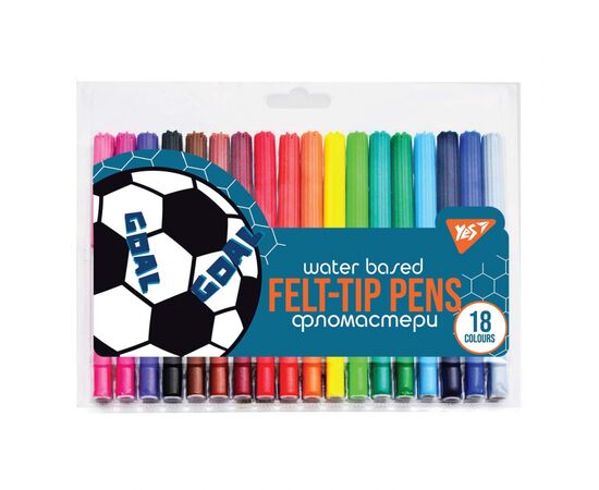 Фломастери Yes Football, 18 кольорів (650498)