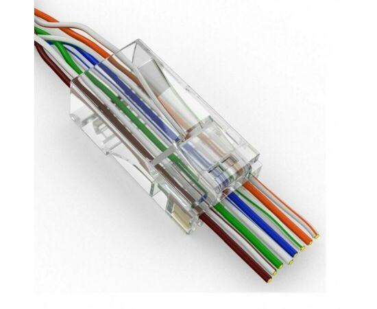 Конектор RJ45 cat.5e, наскрізні отвори, 50 шт Merlion (10565)