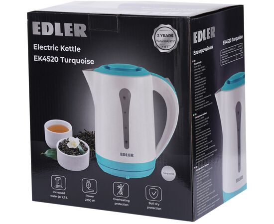 Электрочайник Edler EK4520 Turquoise, изображение 10 Электрочайник Edler EK4520 Turquoise, изображение 10