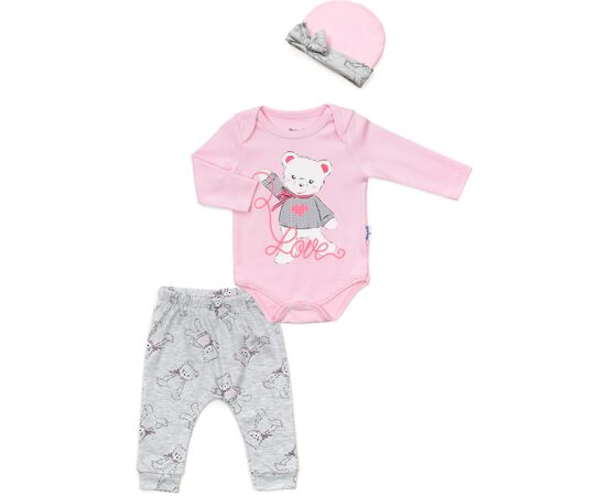 Набір дитячого одягу Miniworld з ведмедиком (14861-62G-pink)