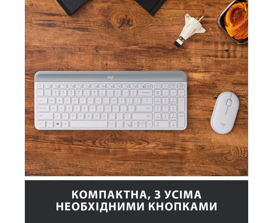 Комплект Logitech MK470 Slim Wireless UA Off-White (920-009205), изображение 2 Комплект Logitech MK470 Slim Wireless UA Off-White (920-009205), изображение 2