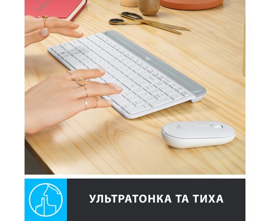 Комплект Logitech MK470 Slim Wireless UA Off-White (920-009205), изображение 3 Комплект Logitech MK470 Slim Wireless UA Off-White (920-009205), изображение 3