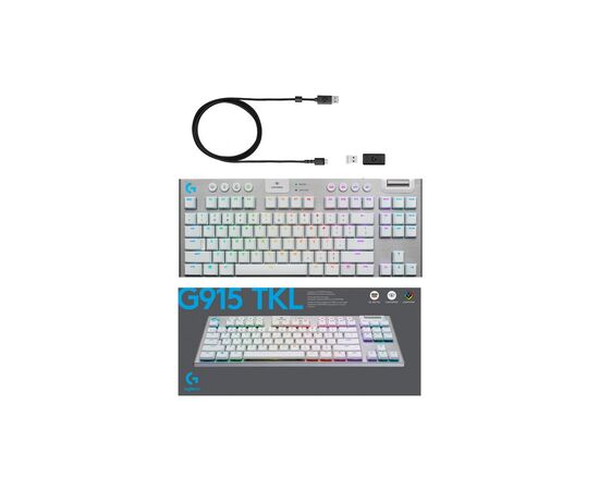 Клавіатура Logitech G915 TKL Tenkeyless Lightspeed RGB Tactile UA White (920-009503), зображення 10 Клавіатура Logitech G915 TKL Tenkeyless Lightspeed RGB Tactile UA White (920-009503), зображення 10