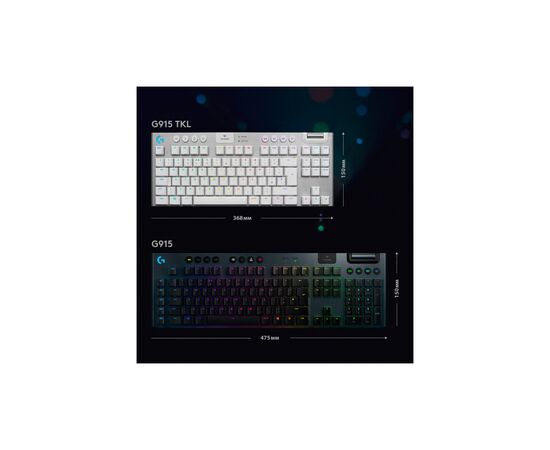 Клавіатура Logitech G915 TKL Tenkeyless Lightspeed RGB Tactile UA White (920-009503), зображення 6 Клавіатура Logitech G915 TKL Tenkeyless Lightspeed RGB Tactile UA White (920-009503), зображення 6
