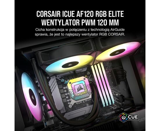 Кулер для корпуса Corsair AF120 RGB Elite (CO-9050153-WW), изображение 4 Кулер для корпуса Corsair AF120 RGB Elite (CO-9050153-WW), изображение 4