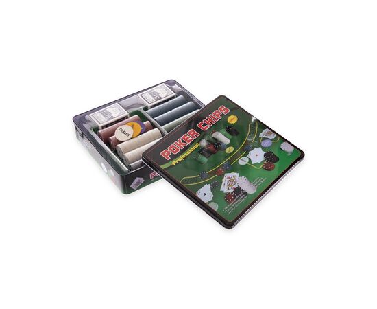 Настільна гра Johnshen Sports Покерний набір на 500 фішок без номіналу + сукно (бляшана коробка) (IG-3006), зображення 5 Настільна гра Johnshen Sports Покерний набір на 500 фішок без номіналу + сукно (бляшана коробка) (IG-3006), зображення 5