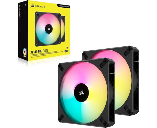 Кулер для корпуса Corsair AF140 RGB Elite Dual Pack (CO-9050156-WW), изображение 2 Кулер для корпуса Corsair AF140 RGB Elite Dual Pack (CO-9050156-WW), изображение 2