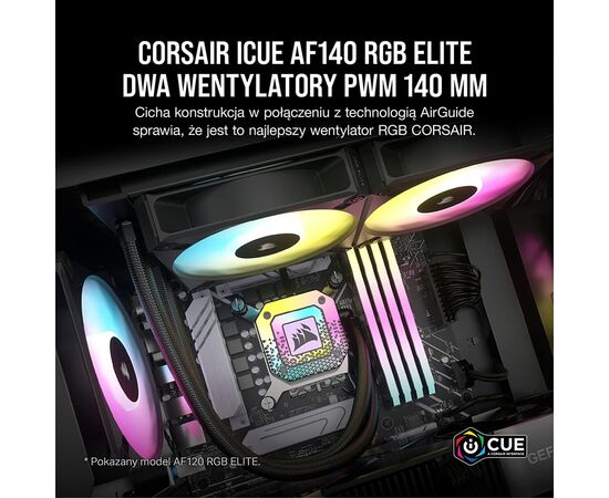 Кулер для корпуса Corsair AF140 RGB Elite Dual Pack (CO-9050156-WW), изображение 4 Кулер для корпуса Corsair AF140 RGB Elite Dual Pack (CO-9050156-WW), изображение 4
