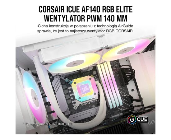 Кулер для корпуса Corsair AF140 RGB Elite White (CO-9050159-WW), изображение 4 Кулер для корпуса Corsair AF140 RGB Elite White (CO-9050159-WW), изображение 4