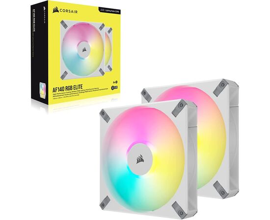 Кулер для корпуса Corsair AF140 RGB Elite White Dual Pack (CO-9050160-WW), изображение 2 Кулер для корпуса Corsair AF140 RGB Elite White Dual Pack (CO-9050160-WW), изображение 2