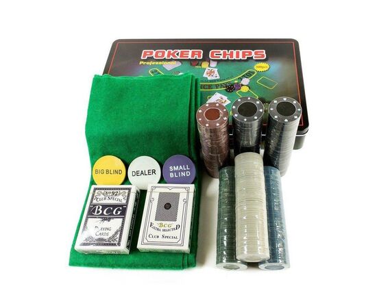 Настільна гра Johnshen Sports Покерний набір на 300 фішок без номіналу + сукно (бляшана коробка) (IG-3007), зображення 2 Настільна гра Johnshen Sports Покерний набір на 300 фішок без номіналу + сукно (бляшана коробка) (IG-3007), зображення 2