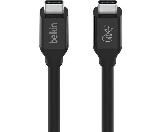 Дата кабель USB4 USB-C to USB-C 0.8m 40Gbps 100W Black Belkin (INZ001BT0.8MBK), изображение 4 Дата кабель USB4 USB-C to USB-C 0.8m 40Gbps 100W Black Belkin (INZ001BT0.8MBK), изображение 4
