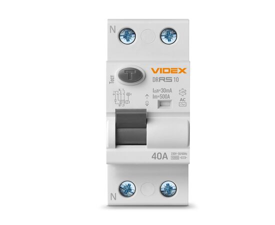 Автоматический выключатель Videx RESIST АС 2п 30мА 10кА 40А (VF-RS10-DR2АС40), изображение 2 Автоматический выключатель Videx RESIST АС 2п 30мА 10кА 40А (VF-RS10-DR2АС40), изображение 2