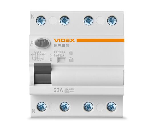 Автоматический выключатель Videx RESIST АС 4п 30мА 10кА 63А (VF-RS10-DR4AC63), изображение 2 Автоматический выключатель Videx RESIST АС 4п 30мА 10кА 63А (VF-RS10-DR4AC63), изображение 2