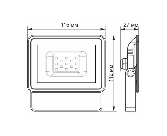 Прожектор Videx LED Fe 10W 5000K 12V (VL-Fe105W-12V), изображение 3 Прожектор Videx LED Fe 10W 5000K 12V (VL-Fe105W-12V), изображение 3