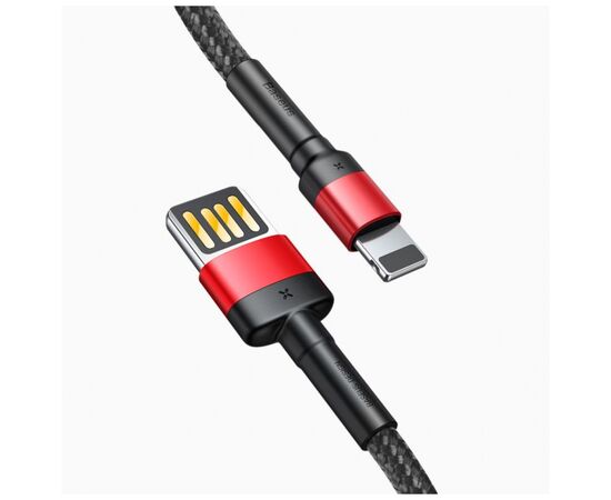 Дата кабель USB 2.0 AM to Lightning 1.0m Cafule Special Edition 2.4A Black-Red Baseus (CALKLF-G91), изображение 3 Дата кабель USB 2.0 AM to Lightning 1.0m Cafule Special Edition 2.4A Black-Red Baseus (CALKLF-G91), изображение 3