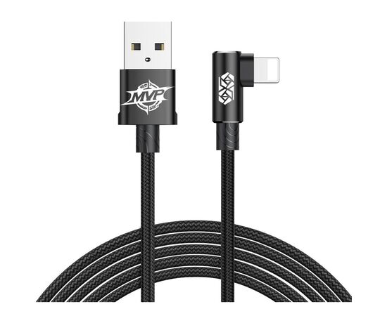Дата кабель USB 2.0 AM to Lightning 1.0m MVP Elbow Type 2.4A Black Baseus (CALMVP-01), изображение 2 Дата кабель USB 2.0 AM to Lightning 1.0m MVP Elbow Type 2.4A Black Baseus (CALMVP-01), изображение 2