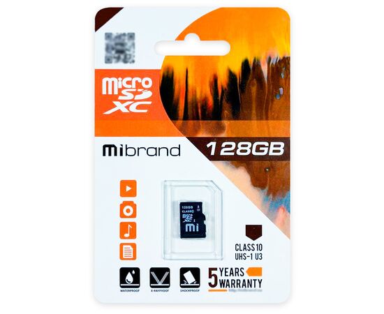 Карта памяти Mibrand 128GB microSDXC UHS-I U3 (MICDHU3/128GB)