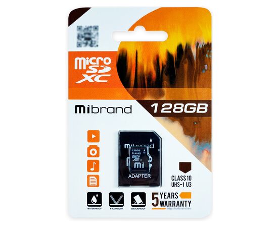 Карта пам'яті Mibrand 128GB microSDXC UHS-I U3 + SD-адаптер (MICDHU3/128GB-A)