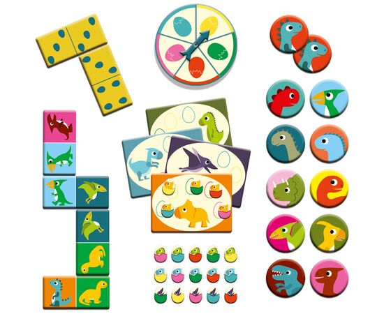 Настольная игра Djeco Динозавры 3 в 1: Бинго + Мемо + Домино (DJ08132), изображение 2 Настольная игра Djeco Динозавры 3 в 1: Бинго + Мемо + Домино (DJ08132), изображение 2