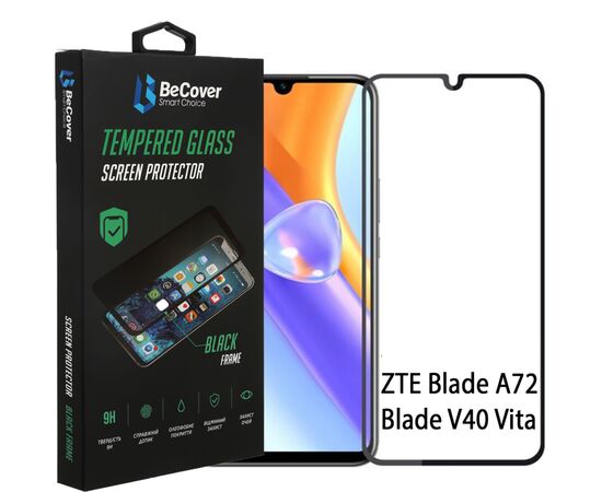 Стекло защитное BeCover ZTE Blade A72/V40 Vita Black (708391)
