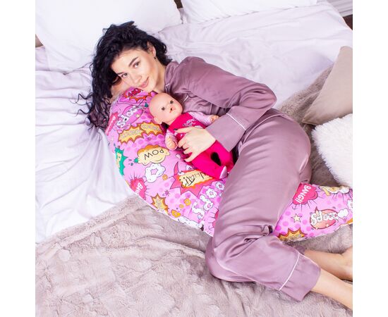 Подушка MirSon для вагітних та годування №8324 Print Line 17-0512 Bombs pink Бязь 30х170х20 см (2200006200499), зображення 4 Подушка MirSon для вагітних та годування №8324 Print Line 17-0512 Bombs pink Бязь 30х170х20 см (2200006200499), зображення 4