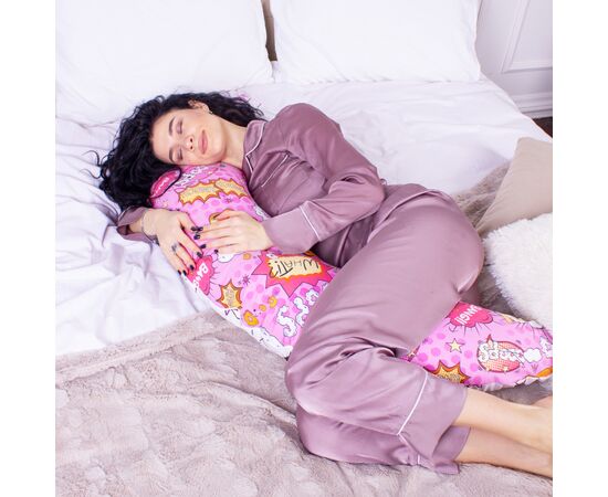 Подушка MirSon для вагітних та годування №8324 Print Line 17-0512 Bombs pink Бязь 30х170х20 см (2200006200499), зображення 5 Подушка MirSon для вагітних та годування №8324 Print Line 17-0512 Bombs pink Бязь 30х170х20 см (2200006200499), зображення 5