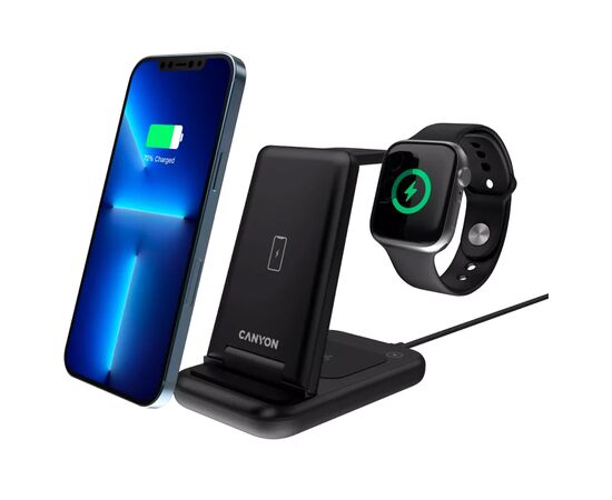 Зарядное устройство Canyon WS- 304 Foldable 3in1 Wireless charger (CNS-WCS304B), изображение 6 Зарядное устройство Canyon WS- 304 Foldable 3in1 Wireless charger (CNS-WCS304B), изображение 6