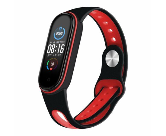 Ремінець до фітнес браслета BeCover Sport Style для Xiaomi Mi Smart Band 5 Black-Red (705169)