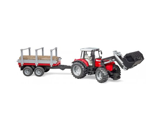 Спецтехника Bruder трактор Massey Ferguson 7480 с погрузчиком и лесным прицепом 1:16 (02046), изображение 2 Спецтехника Bruder трактор Massey Ferguson 7480 с погрузчиком и лесным прицепом 1:16 (02046), изображение 2