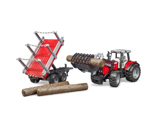 Спецтехника Bruder трактор Massey Ferguson 7480 с погрузчиком и лесным прицепом 1:16 (02046), изображение 3 Спецтехника Bruder трактор Massey Ferguson 7480 с погрузчиком и лесным прицепом 1:16 (02046), изображение 3