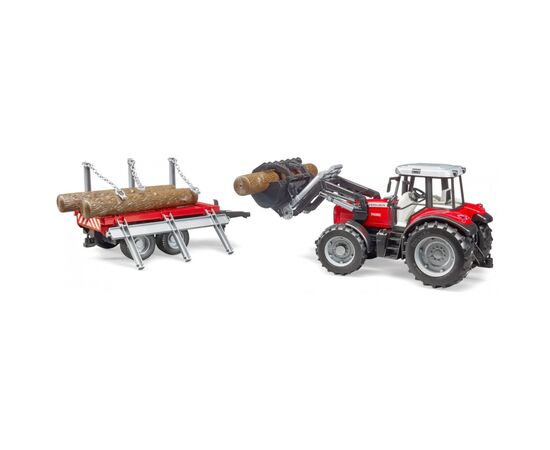 Спецтехника Bruder трактор Massey Ferguson 7480 с погрузчиком и лесным прицепом 1:16 (02046), изображение 4 Спецтехника Bruder трактор Massey Ferguson 7480 с погрузчиком и лесным прицепом 1:16 (02046), изображение 4
