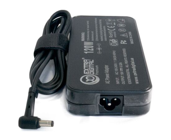 Блок живлення до ноутбуку Extradigital Asus 19V, 6.32A, 120W (5.5x2.5) Slim (PSA3892), зображення 2 Блок живлення до ноутбуку Extradigital Asus 19V, 6.32A, 120W (5.5x2.5) Slim (PSA3892), зображення 2