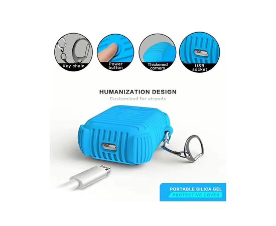 Чехол для наушников Protective i-Smile для Apple AirPods IPH1371 Blue (702351), изображение 4 Чехол для наушников Protective i-Smile для Apple AirPods IPH1371 Blue (702351), изображение 4