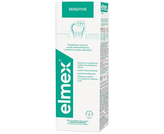 Ополаскиватель для полости рта Elmex Sensitive Plus 400 мл (7610108065370), изображение 5 Ополаскиватель для полости рта Elmex Sensitive Plus 400 мл (7610108065370), изображение 5