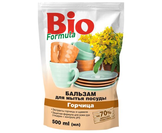 Средство для ручного мытья посуды Bio Formula Горчица дой-пак 500 мл (4823015922756)