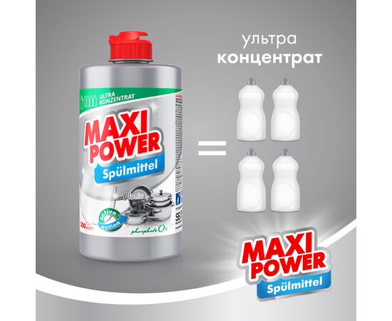 Средство для ручного мытья посуды Maxi Power Платинум 500 мл (4823098411949), изображение 4 Средство для ручного мытья посуды Maxi Power Платинум 500 мл (4823098411949), изображение 4