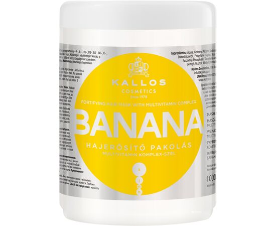 Маска для волосся Kallos Cosmetics Banana для зміцнення волосся з екстрактом банана 1000 мл (5998889511104)