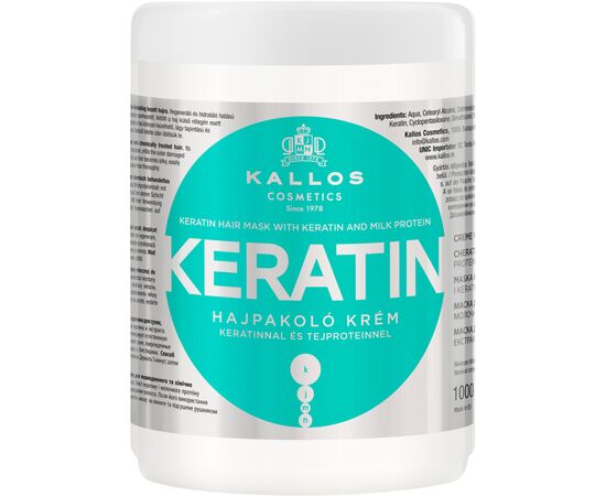 Маска для волос Kallos Cosmetics Keratin Восстанавливающая с кератином и молочным протеином 1000 мл (5998889508142)